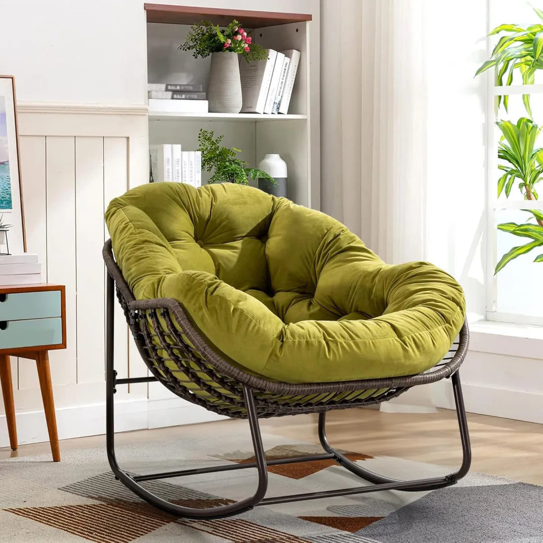 Cozy Rocking Egg Chair – Extra Wide Deep Seat for Napping & Lounging