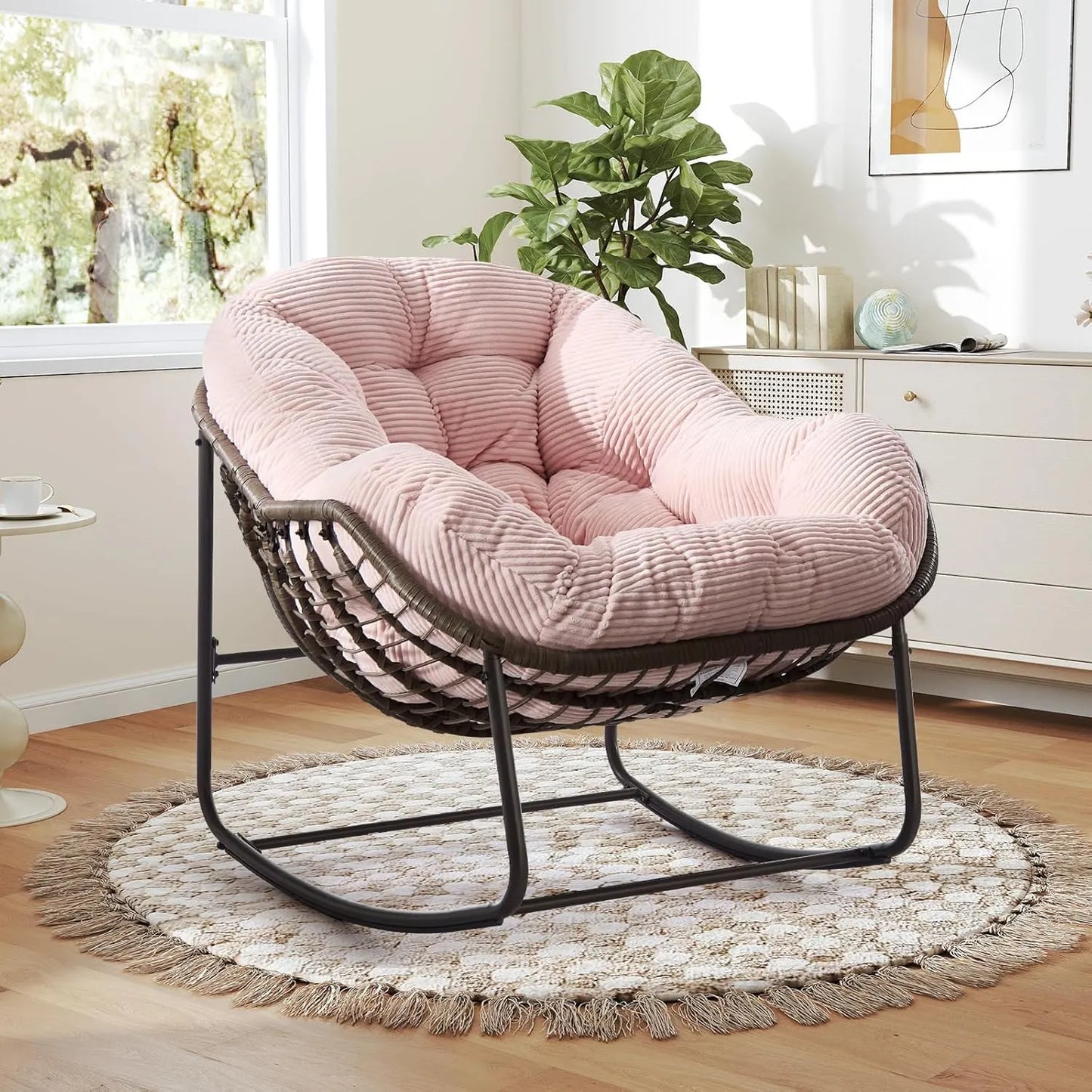 Cozy Rocking Egg Chair – Extra Wide Deep Seat for Napping & Lounging