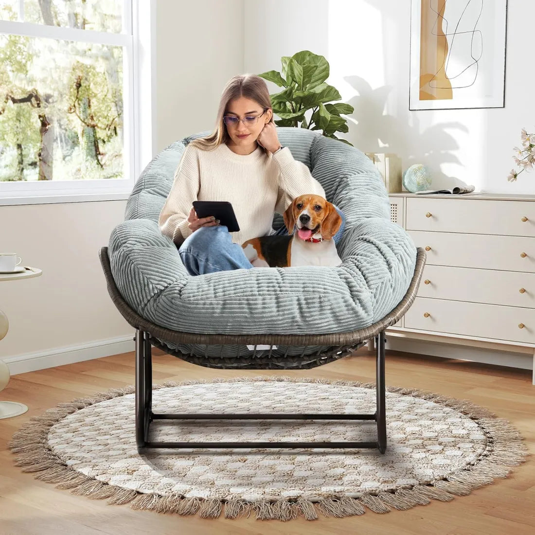 Cozy Rocking Egg Chair – Extra Wide Deep Seat for Napping & Lounging