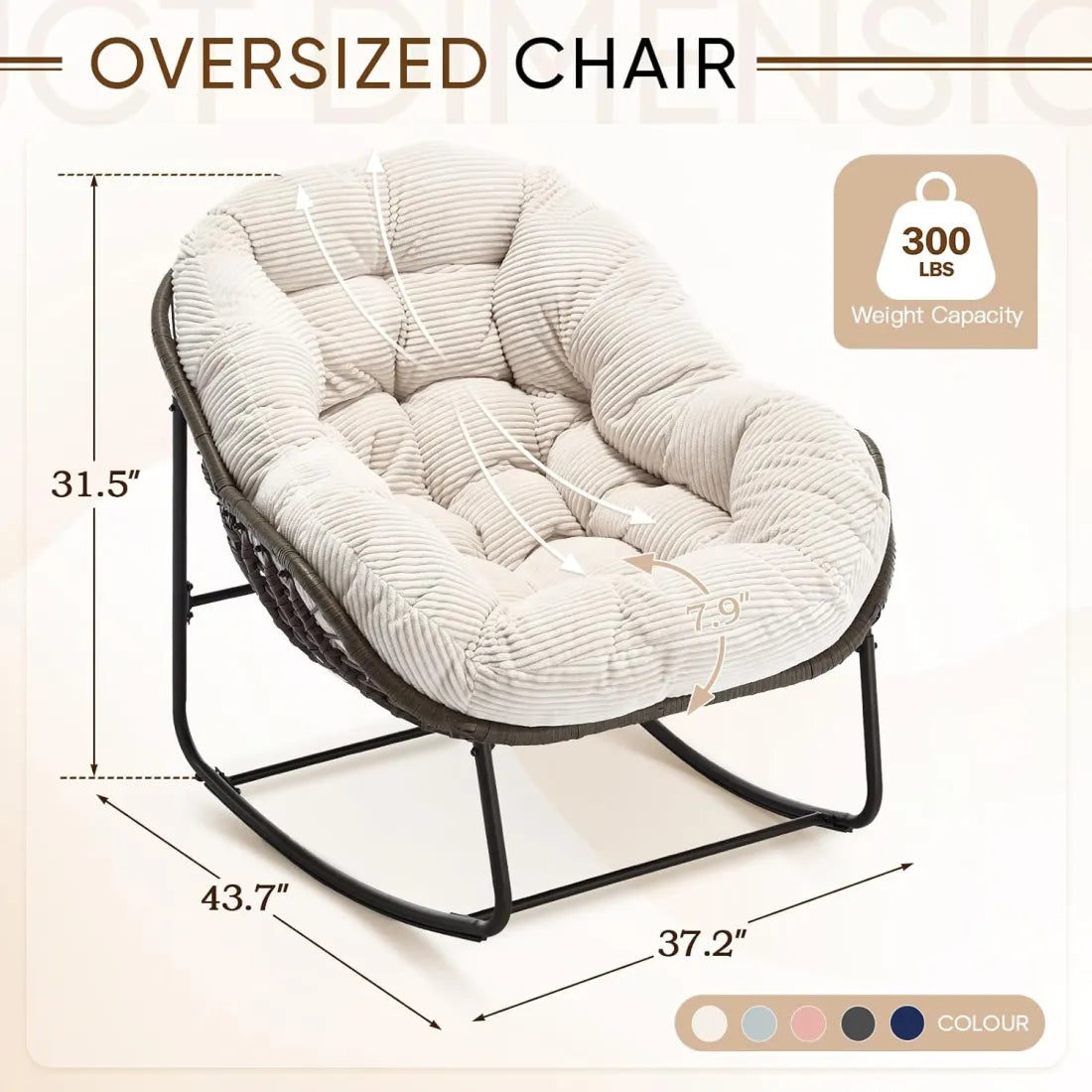 Cozy Rocking Egg Chair – Extra Wide Deep Seat for Napping & Lounging