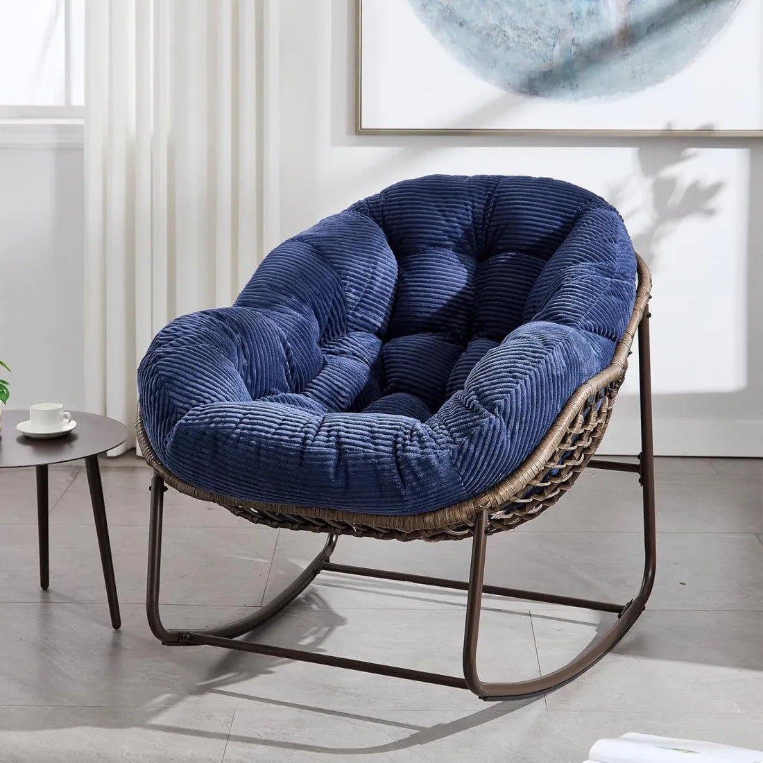 Cozy Rocking Egg Chair – Extra Wide Deep Seat for Napping & Lounging