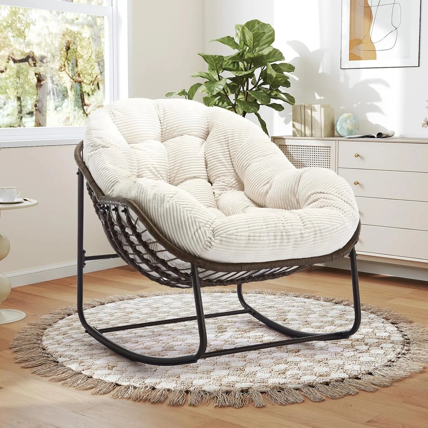 Cozy Rocking Egg Chair – Extra Wide Deep Seat for Napping & Lounging